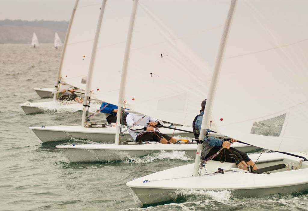 A sailboat race in the sea