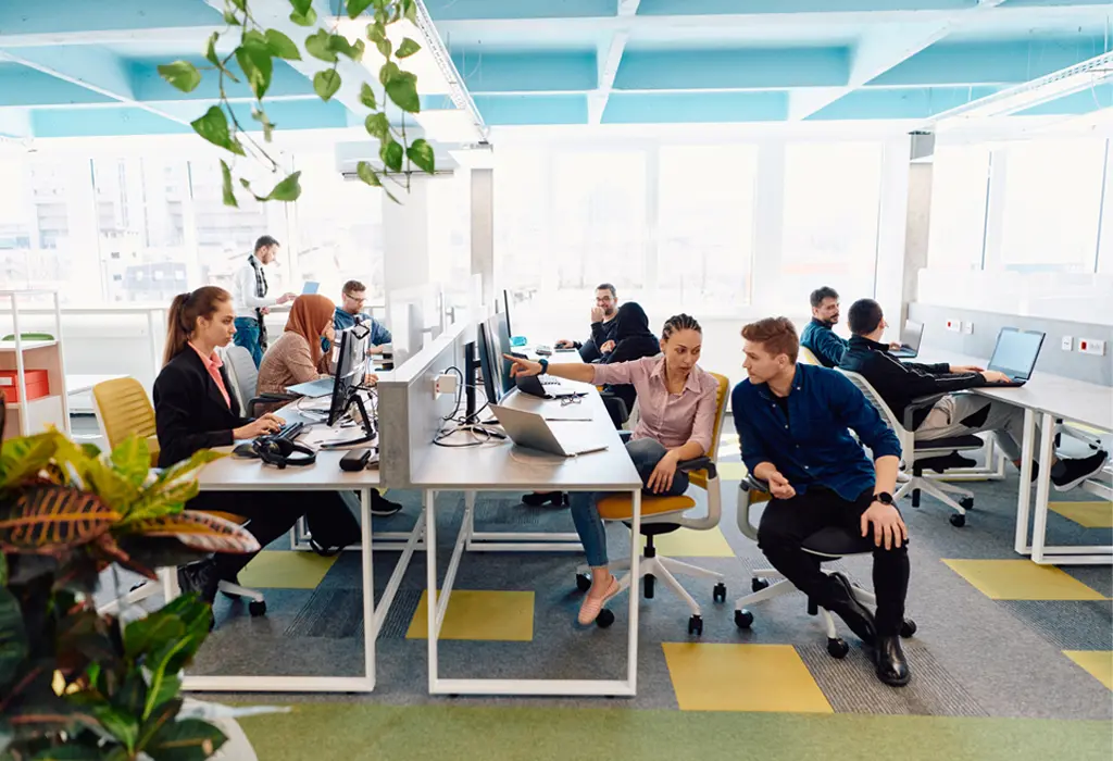 Team working in an office.