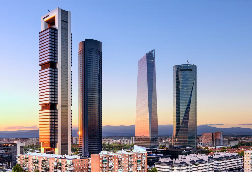 Skyscrapers in the Financial District in Madrid