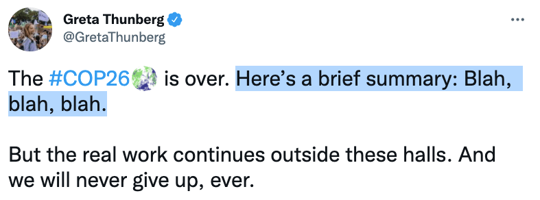Tweet cop 26 greta thunberg Tweet cop 26 greta thunberg
